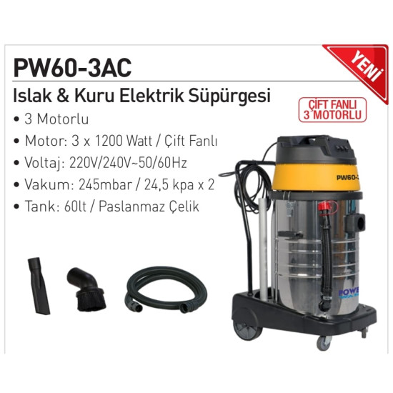 Islak Kuru Süpürge, 2 Motorlu 65 Lt Islak Kuru Süpürge, 2 Motorlu 65 Lt